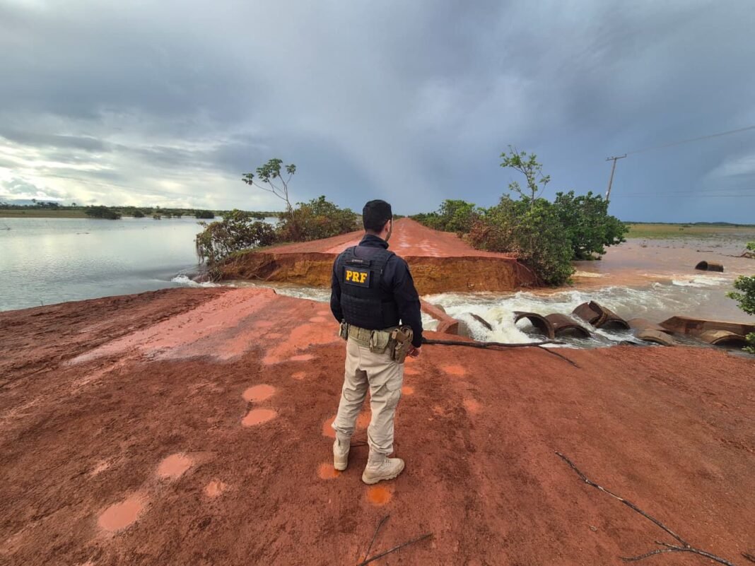 Erosão interdita totalmente tráfego na BR-401, em Normandia